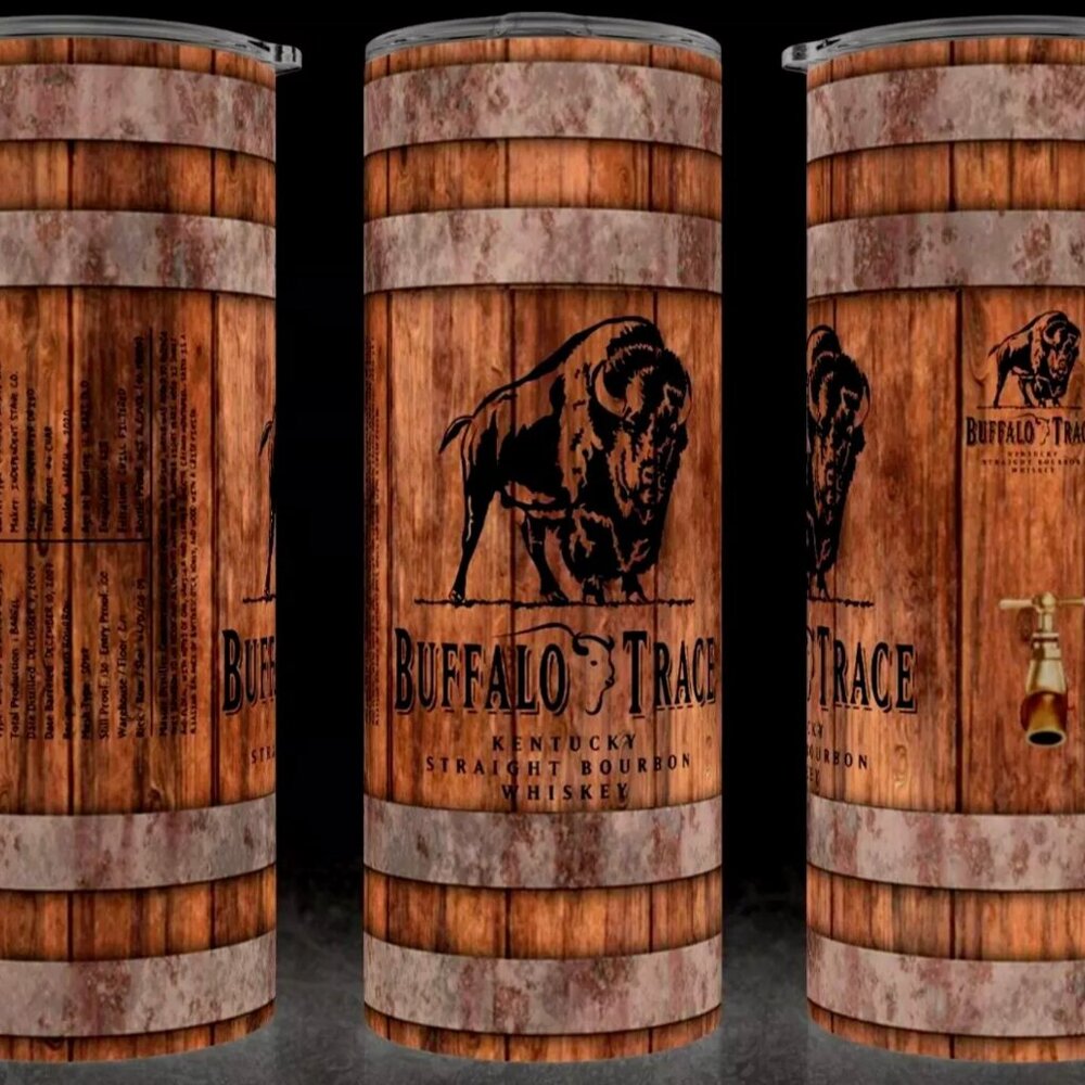 Buffalo Trace Bourbon Whiskey Wood Barrel Cup Mug Tumbler 20oz